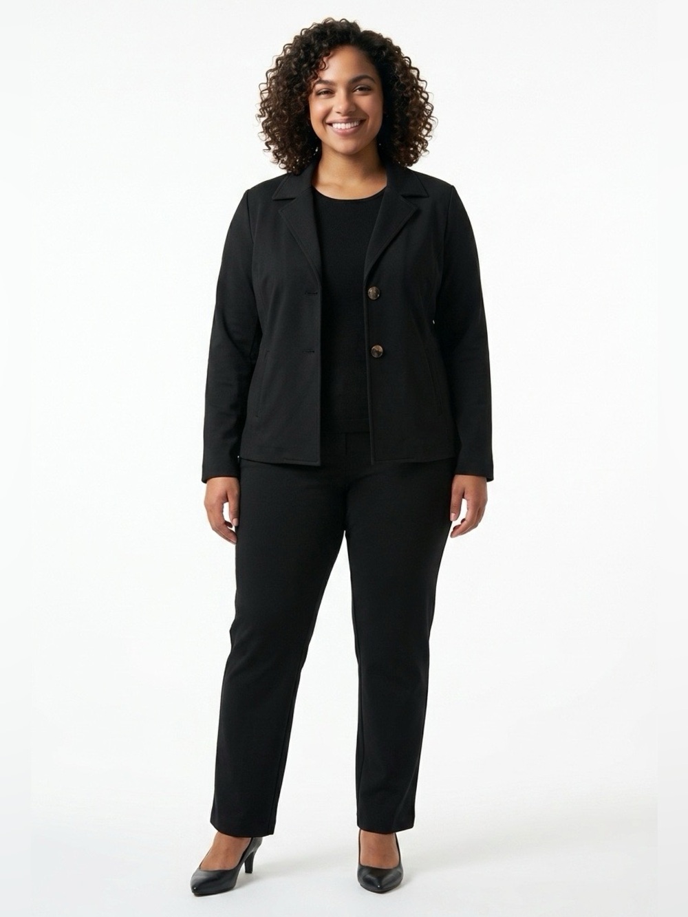 Chico’s Black Stretch Knit Jacket Blazer 2 Large 12
